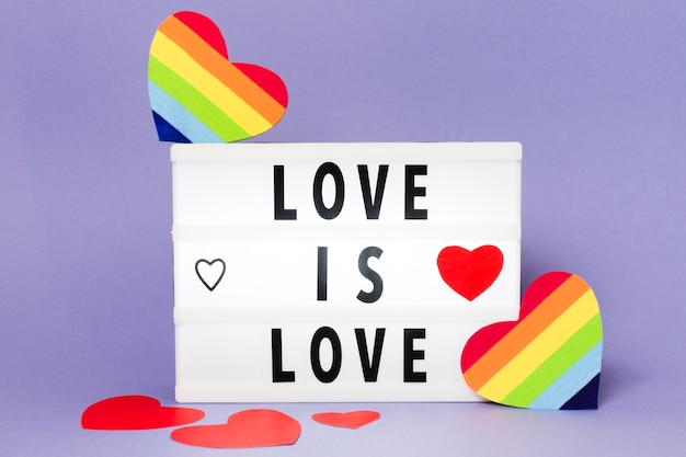 Free photo gay pride concept with hearts in rainbow colors