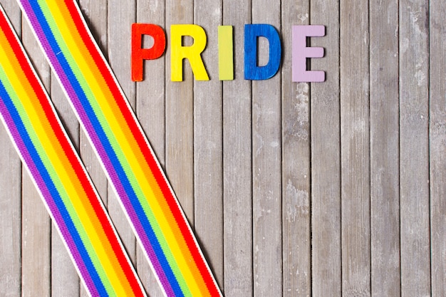 Free photo gay pride with ribbons in rainbow colors