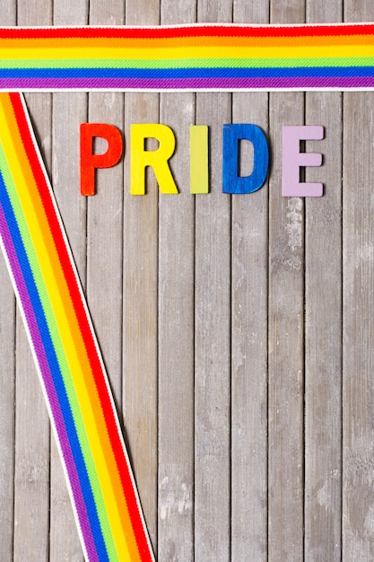 Gay pride with ribbons in rainbow colors