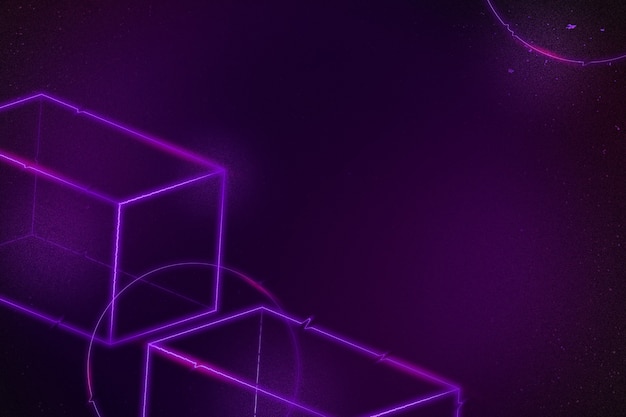 Geometric purple neon 3D cuboid background