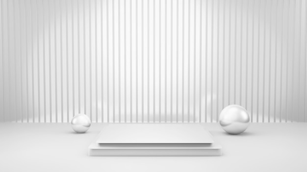 Free photo geometric shape background in the white and grey studio room minimalist mockup for podium display or