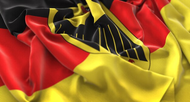 Germany Flag Ruffled Beautifully Waving Macro Close-Up Shot