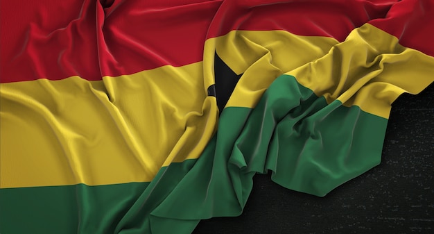 Free photo ghana flag wrinkled on dark background 3d render