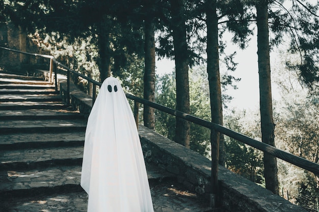 Free photo ghost standing on steps in park