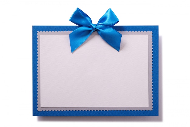 Free photo gift card with blue bow and frame