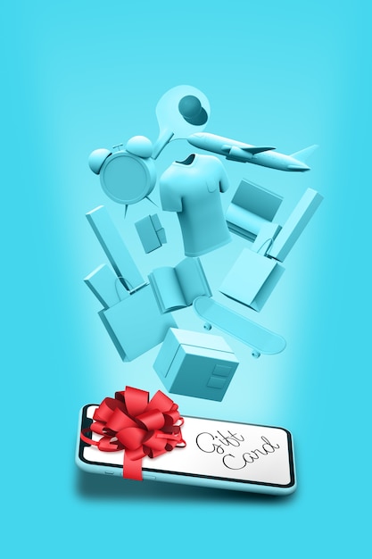 Free Photo gift voucher in 3d rendering