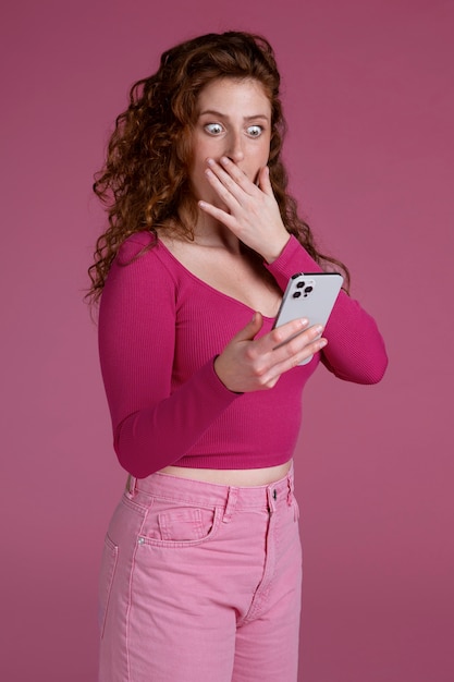 Ginger head woman with colorful outfit