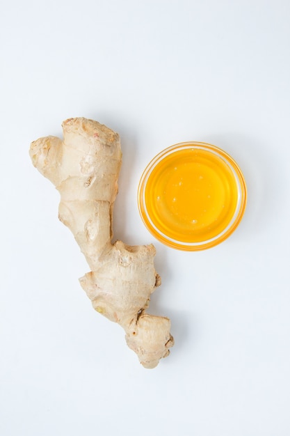 Ginger with honey top view