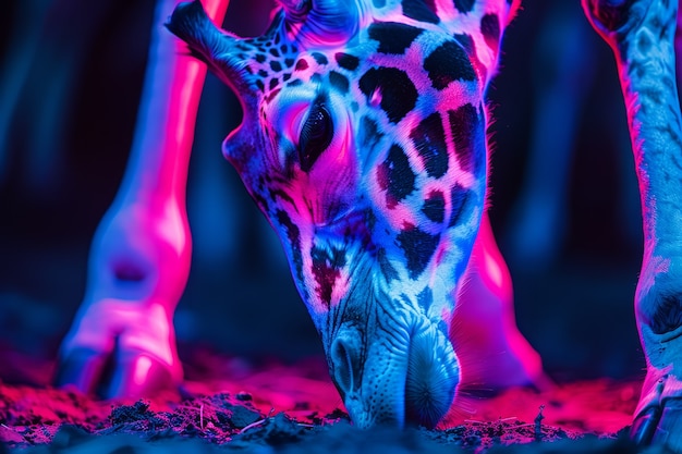 Free Photo giraffes in neon lights