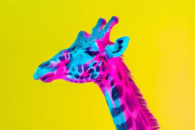 Free photo giraffes in neon lights