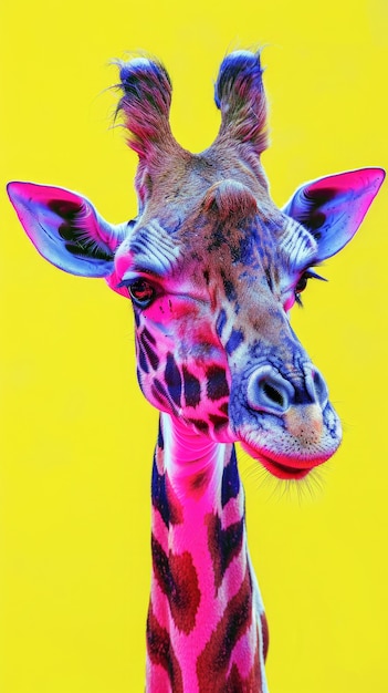 Free photo giraffes in neon lights