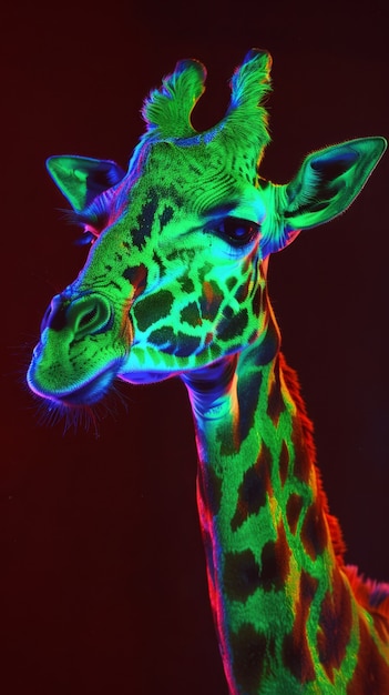 Free Photo giraffes in neon lights