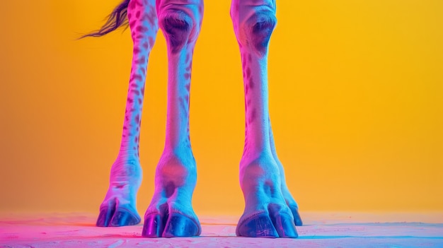 Free photo giraffes in neon lights