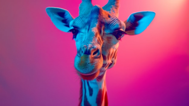 Free Photo giraffes in neon lights