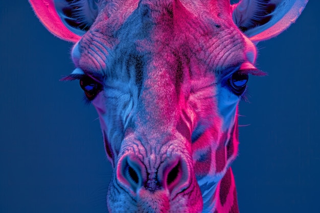 Free photo giraffes in neon lights