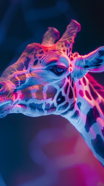 Free Photo giraffes in neon lights