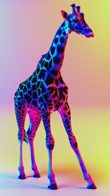 Free Photo giraffes in neon lights