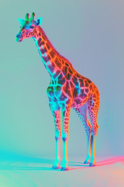 Free Photo giraffes in neon lights