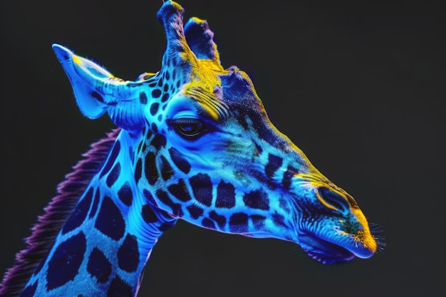 Free photo giraffes in neon lights