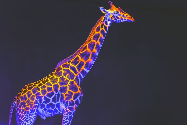 Free photo giraffes in neon lights