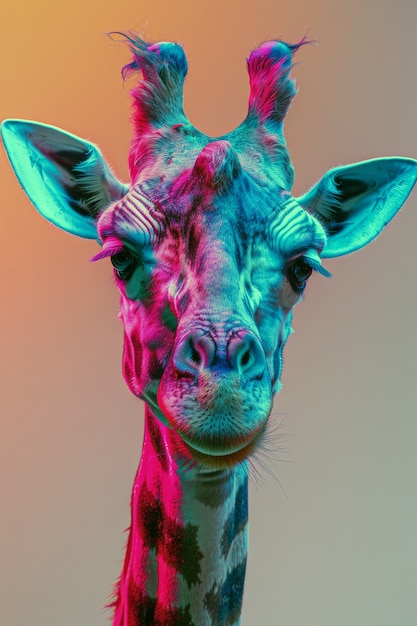 Free Photo giraffes in neon lights