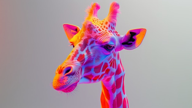 Free Photo giraffes in neon lights