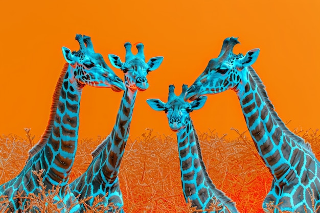 Giraffes in neon lights