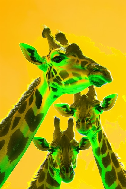 Free Photo giraffes in neon lights