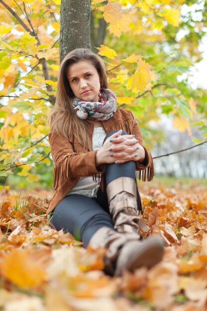 Girl in  autumn park