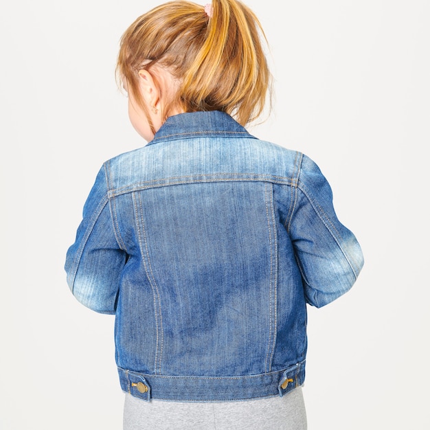 Free photo girl in blue denim jacket