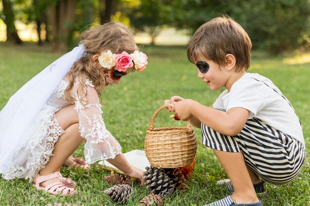 Girl and boy with costume