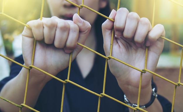 Free photo girl and cage