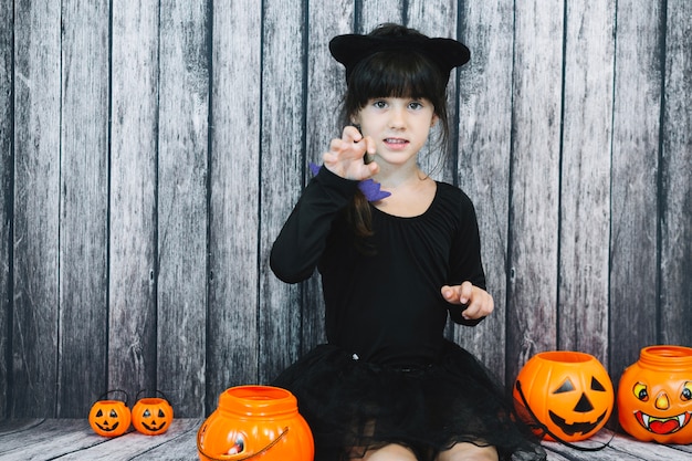 Free photo girl in cat costume