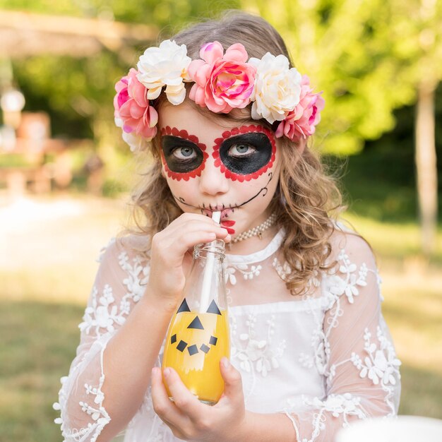 Girl celebrating halloween