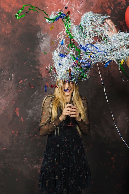 Free photo girl celebrating new year