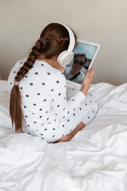 Girl doing a family videocall