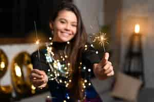 Free photo girl enjoying a new year party