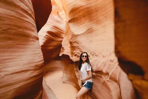 Free Photo girl exploring the grand canyon in arizona