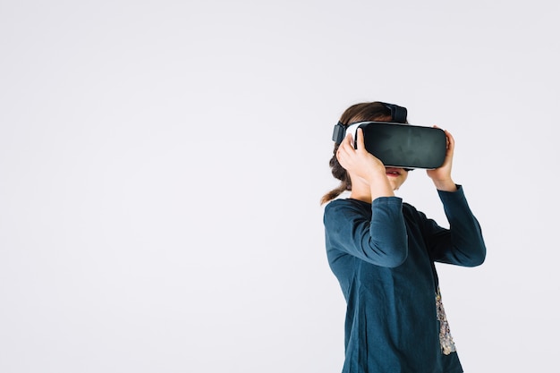 Girl exploring virtual reality