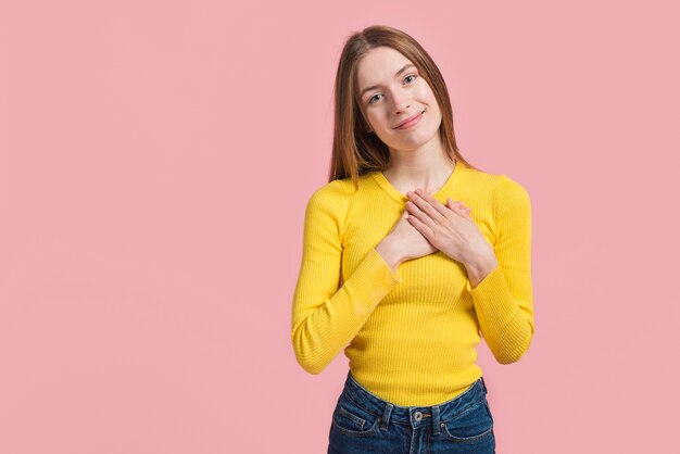 Girl expressing her happiness