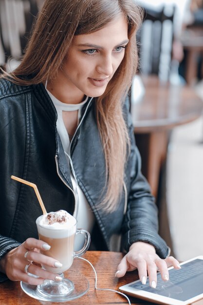 Girl having a chocolate milkshake