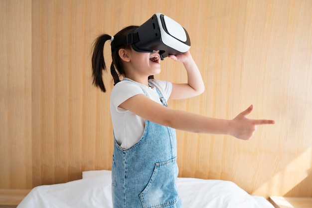 Girl having fun with vr glasses