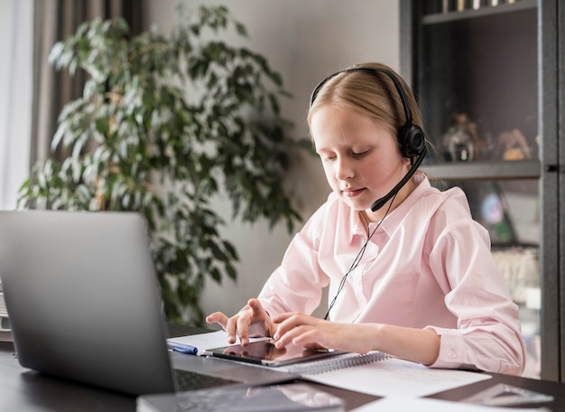 Free photo girl having an online class