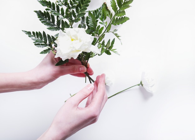 Girl making a bouquet