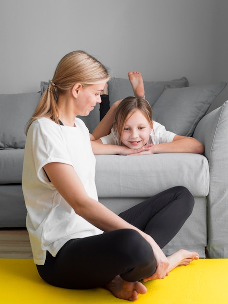 Girl and mom training