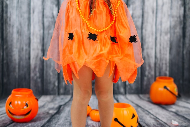 Girl in orange skirt