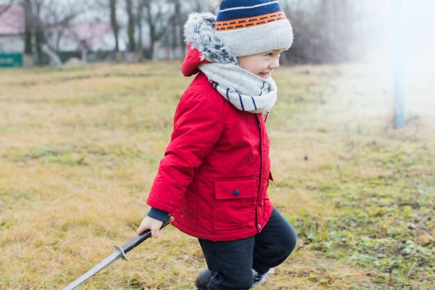 Girl playing outside