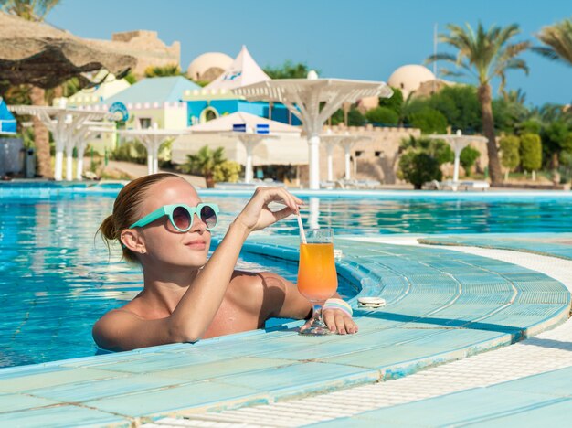 Girl in pool bar