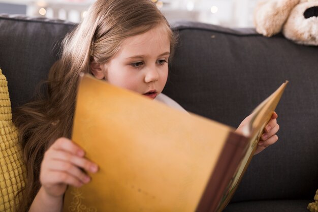 Girl reading in book