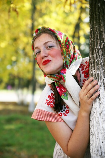 girl in russian traditional clothes